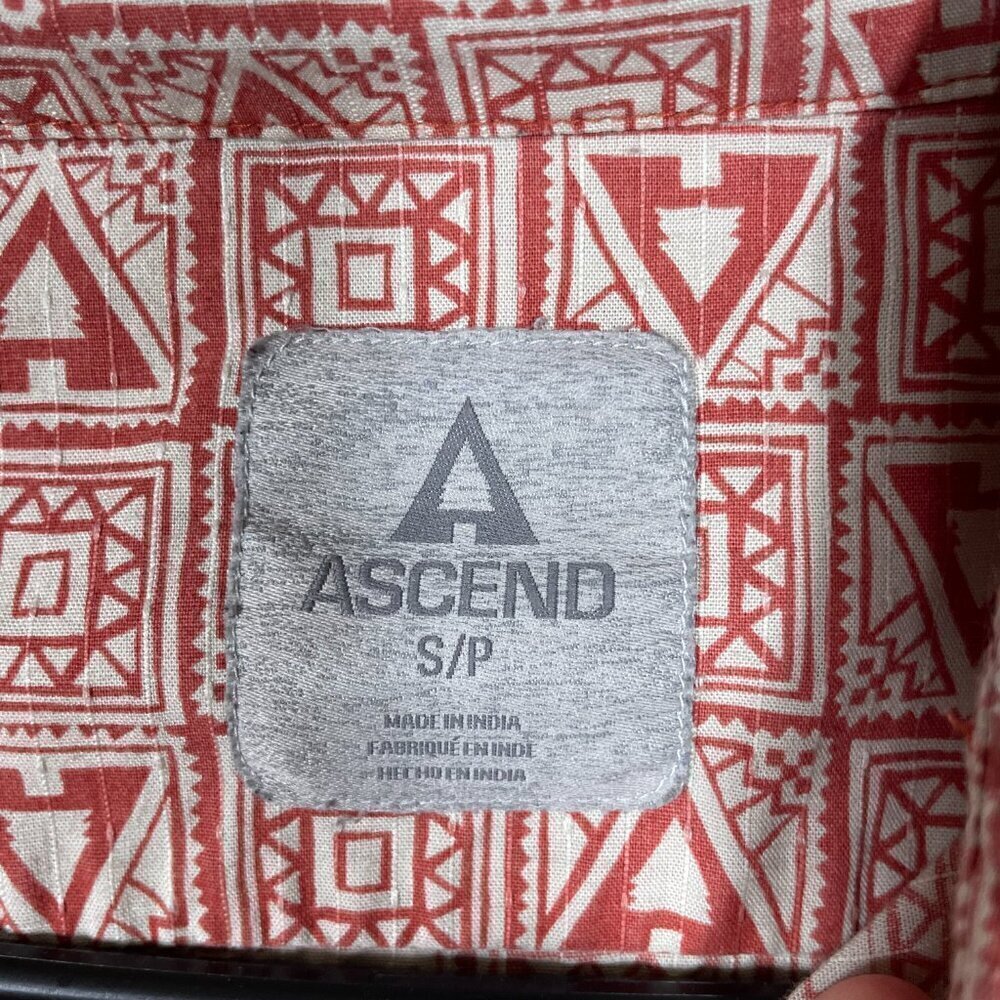 Ascend Men's Short Sleeve Salmon Geometric Print Small Cotton Blend! - Picture 4 of 7